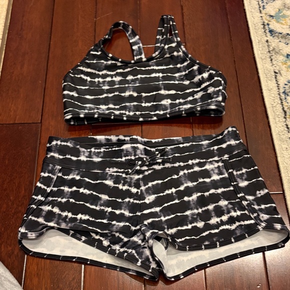 Athleta Other - Athleta Black and White Tie-Dye Kids Swim Set